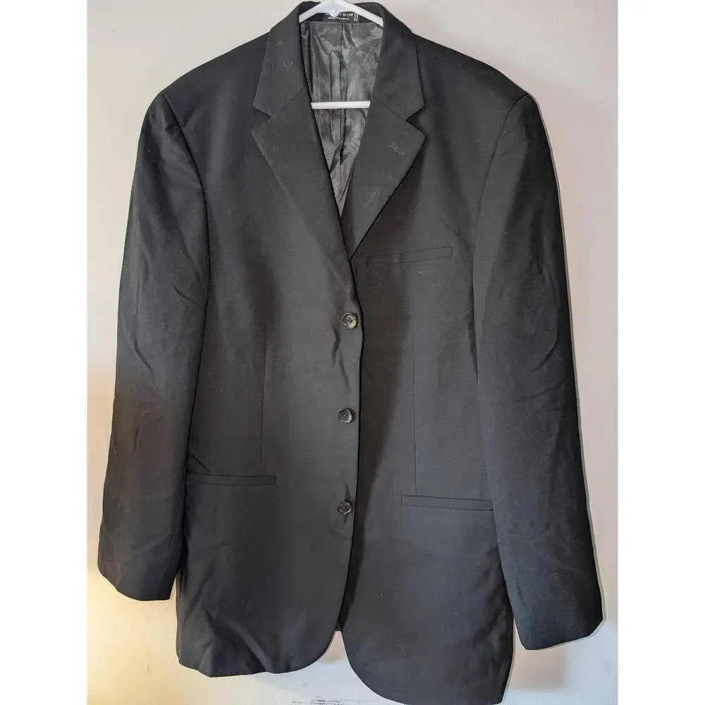Geoffrey Beene Black Blazer Jacket Mens 41 Long 3 Button Notched Lapel